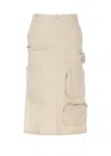 Mm6 Maison Margiela Cotton Gabardine Midi Cargo Skirt In Beige