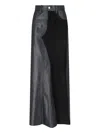 Mm6 Maison Margiela 5-pockets Leather Long Skirt In Black