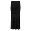 Mm6 Maison Margiela Pleated Draped Midi Skirt In Black