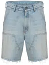 Mm6 Maison Margiela Numbers-motif Denim Shorts In Sky Blue