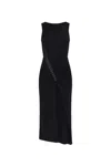 Mm6 Maison Margiela Crewneck Midi Length Sleeveless Wrap Detail Dress In Black