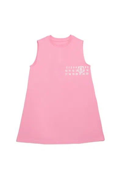 Mm6 Maison Margiela Sleeveless Cover-up Dress With Numeric Logo In Pink