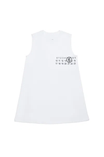 Mm6 Maison Margiela Sleeveless Cover-up Dress With Numeric Logo In Gray