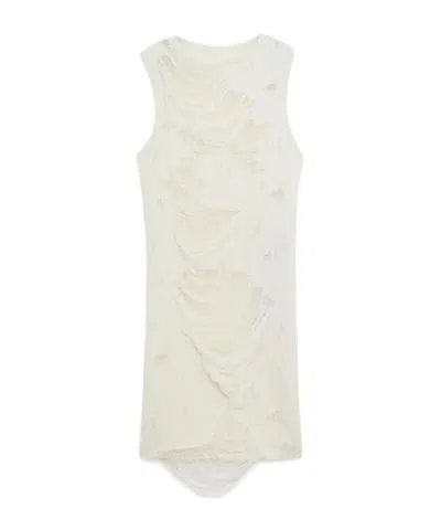 Mm6 Maison Margiela Distressed Mini Dress In White