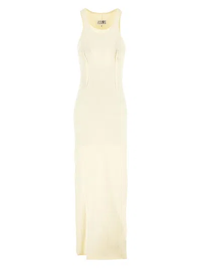 Mm6 Maison Margiela Sleeveless Draped Dress In Beige