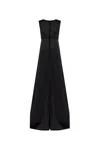 Mm6 Maison Margiela Long Dress With Shoulder Epaulettes And Splits In Black