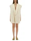 Mm6 Maison Margiela Mm6 By Maison Margiela Oversized Sleeveless Jacket With Deep V-neck And Wide Lapels