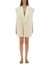 Mm6 Maison Margiela Mm6 By Maison Margiela Oversized Sleeveless Jacket With Deep V-neck And Wide Lapels