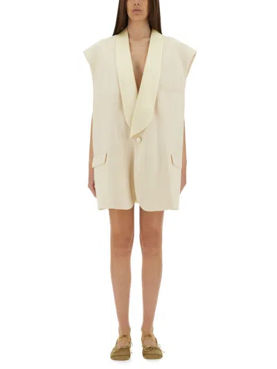 Mm6 Maison Margiela Mm6 By Maison Margiela Oversized Sleeveless Jacket With Deep V-neck And Wide Lapels