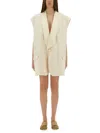 Mm6 Maison Margiela Mm6 By Maison Margiela Oversized Sleeveless Jacket With Deep V-neck And Wide Lapels