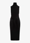 Mm6 Maison Margiela Mm6 By Maison Margiela Black Wool Midi Dress In Black