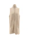 Mm6 Maison Margiela Sleeveless Long Wool Blend Cardigan With Distressed Effect In Neutral