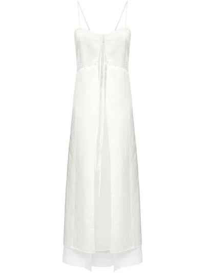 Mm6 Maison Margiela Sleeveless Midi Dress In White