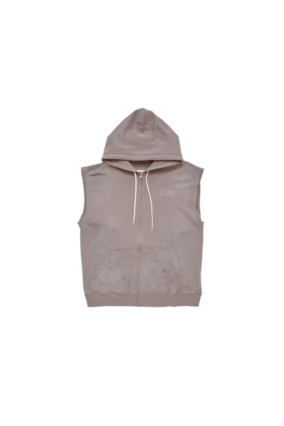Mm6 Maison Margiela Sleeveless Paint Splatter Hoodie Taupe