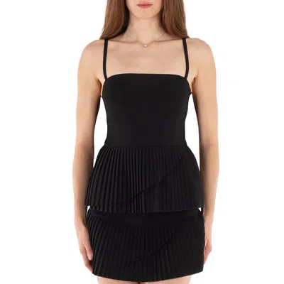 Mm6 Maison Margiela Sleeveless Pleated Peplum Top In Black