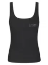 Mm6 Maison Margiela Mm6 By Maison Margiela Sleeveless Ribbed Cotton Tank Top With Hook In Black
