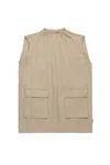 Mm6 Maison Margiela Abito Smanicato In Twill Con Tasche In Beige