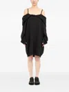 Mm6 Maison Margiela Mm6 By Maison Margiela Off-shoulder Black Sweatshirt Dress With Cozy Hood