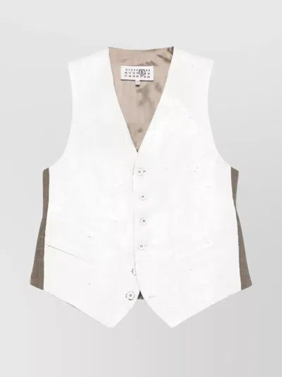 MM6 MAISON MARGIELA SLEEVELESS V-NECKLINE VEST SATIN BACK
