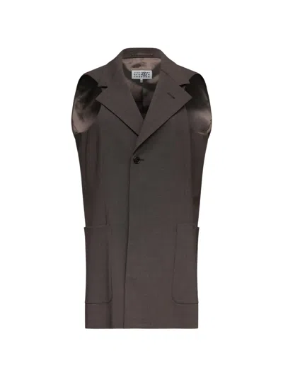 Mm6 Maison Margiela Sleeveless Waistcoat In Brown