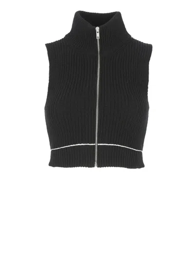 Mm6 Maison Margiela Zip-up Blouse In Black