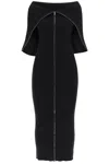 MM6 MAISON MARGIELA SLEEVELESS ZIPPERED RIB KNIT MIDI DRESS FOR WOMEN IN BLACK