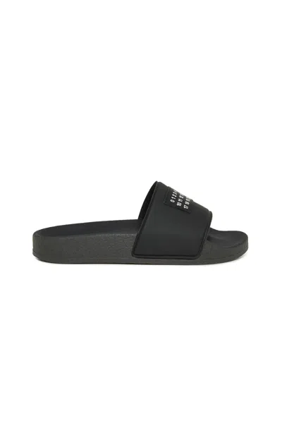 Mm6 Maison Margiela Slide Slippers With Numeric Logo In Black