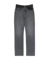 Mm6 Maison Margiela Denim Trousers With Belt Loops And Contrast Patch In Black