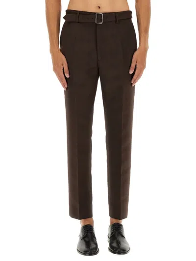 Mm6 Maison Margiela Slim-fit Dark Brown Tailored Pants