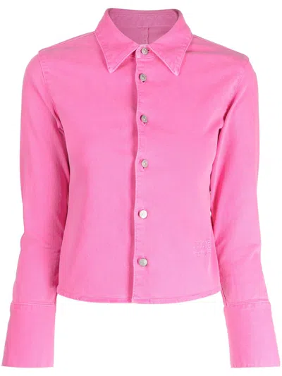 Mm6 Maison Margiela Slim-fit Long-sleeve Shirt In Pink