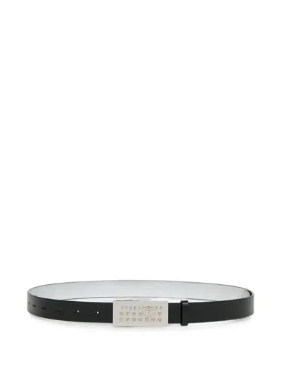 Mm6 Maison Margiela Slim Numeric Buckle Leather Belt In Black
