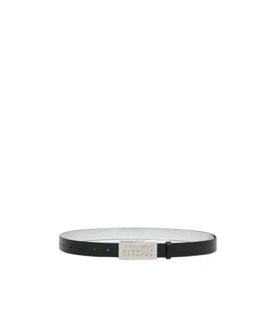 Mm6 Maison Margiela Slim Numeric Buckle Leather Belt In White