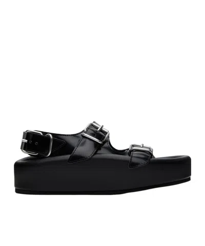 Mm6 Maison Margiela Slingback Leather Sandals In Black