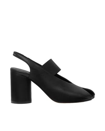 Mm6 Maison Margiela Anatomic Numeric Slingback Peep Toe Block Heel In Black