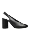 Mm6 Maison Margiela Block Heel Leather Open Toe Sandals In Black