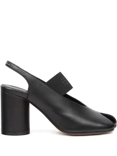 Mm6 Maison Margiela Anatomic Numeric Slingback Peep Toe Block Heel In Black