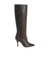 Mm6 Maison Margiela Mm6 By Maison Margiela Pointed Toe Knee-high Boot With White Stitch Detail In Black