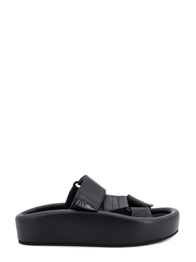 Mm6 Maison Margiela Slip-on Leather Sandals With Maxi Plateau In Black