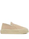 Mm6 Maison Margiela Beige Suede Platform Slip-on Sneakers In Neutrals