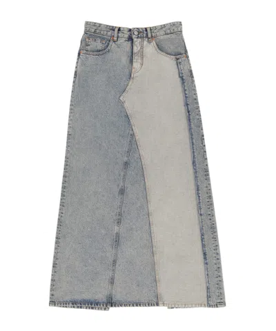 MM6 MAISON MARGIELA MM6 MAISON MARGIELA LOGO-PATCH SLIT DENIM MAXI SKIRT