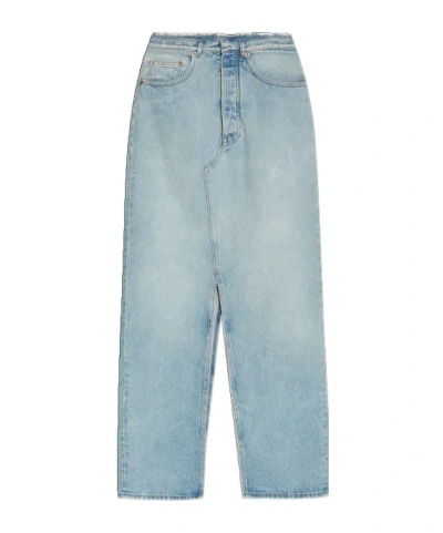 Mm6 Maison Margiela Slit Denim Maxi-skirt In Gray