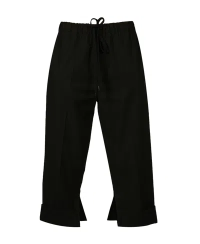 Mm6 Maison Margiela Slit-detail Cropped Trousers In Black