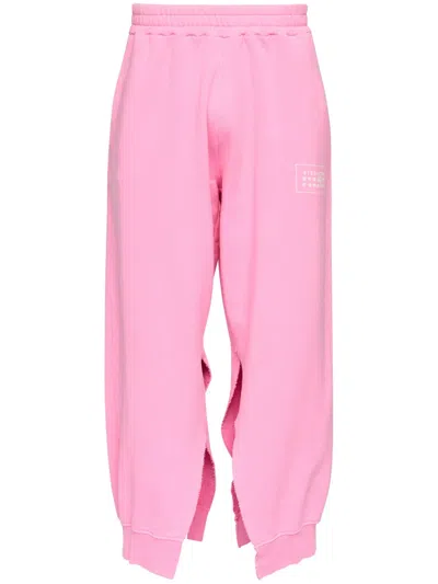 Mm6 Maison Margiela Slit Loose-fit Track Pants In 243 Pink