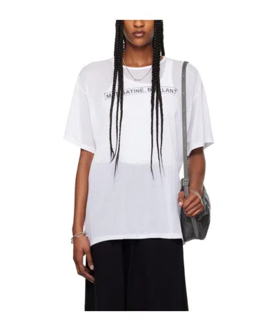 Mm6 Maison Margiela Slogan-print Cotton T-shirt In White