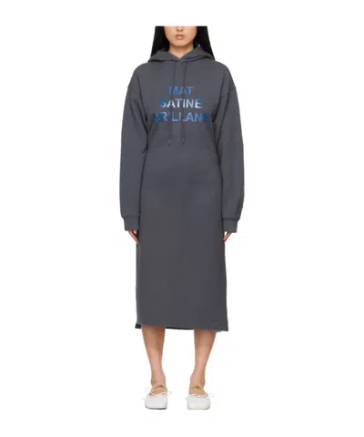 Mm6 Maison Margiela Slogan-print Extra-long Cotton Sweatshirt In Black