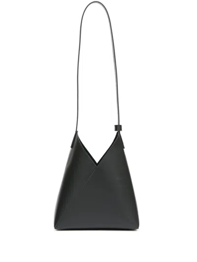 Mm6 Maison Margiela Small Fortune Cookie Leather Shoulder Bag In 黑色