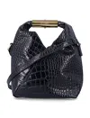 Mm6 Maison Margiela Japanese Shoulder Bag In Croc-embossed Leather In Black