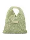 Mm6 Maison Margiela Small Plush Shearling Handbag With Leather Handle In Reseda