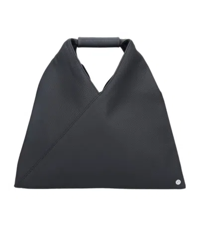 Mm6 Maison Margiela Mini Japanese Leather Hobo Bag In Black