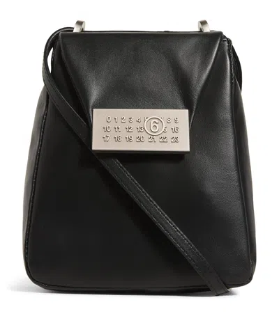 Mm6 Maison Margiela Small Leather Numeric Cross-body Bag In Black